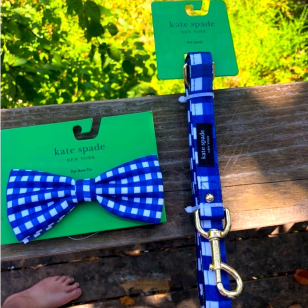 🐶 Kate Spade ♠️ Bow Tie, Leash and Collar, both Large. Tie 5” too precious!